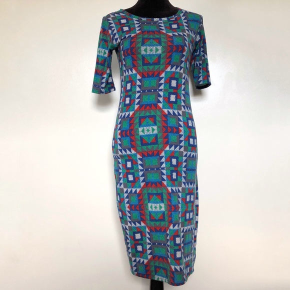 LuLaRoe Dresses & Skirts - Lularoe Julia Dress Small Multicolor Geometric